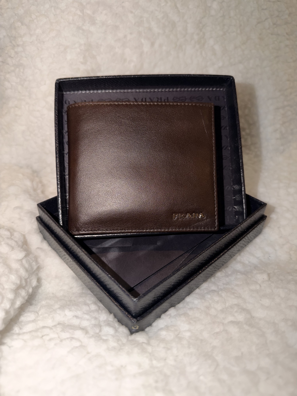 Prada Brown Leather Bi-Fold Card Holder